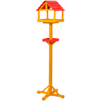 Comedouro Pedestal de Madeira para Pássaros com Bandeja Fixa Uirapuru