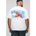 Plus Oversized Man Script Chili Print T-Shirt, Blanco