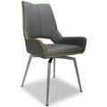2 x Mako Grey Leather Effect Swivel Dining Chair