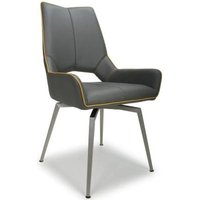 2 x Mako Grey Leather Effect Swivel Dining Chair