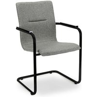Workliving Vergaderstoel X6 - Sledeframe - Wolvilt 602 middengrijs - frame zwart