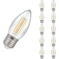 10-Pack Crompton Candle LED Light Bulbs E27 4.2W (40W Eqv) Dimmable Warm White Clear Filament Screw