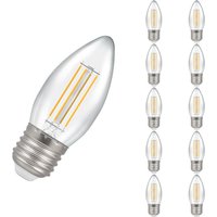10-Pack Crompton Candle LED Light Bulbs E27 4.2W (40W Eqv) Dimmable Warm White Clear Filament Screw