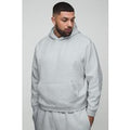 Sudadera Plus Básica Oversize Recta Con Capucha Y Estampado De 330G/M², Gris