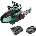 Bosch UNIVERSALCHAIN P4A 18v Cordless Chainsaw 200mm 1 x 4ah Li-ion Battery Charger