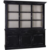 Casa Padrino Country Style Kitchen Cabinet Antique Black / White 206 x 53 x H. 219 cm - 2 Piece Kitchen Cabinet with 6 Sliding Doors and 3 Drawers