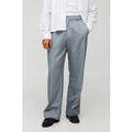 Wide Leg Pleat Front Trouser With Turn Up Hem, Gris