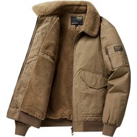 Men's Clothing Wool and cotton bomber jacket for men winter plus velvet thick warm cotton casual workwear coat
