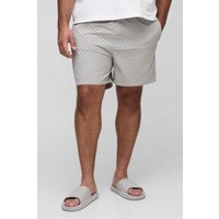 Plus Textured Mid Length Swim Shorts, Gris