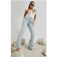 Vintage Wash Seam Detail Long Leg Straight Jeans
