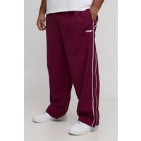 Plus Stripe Embroidered Parachute Trousers, Rojo