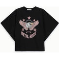 Oversize T-Shirt mit Adler Print Rundhals