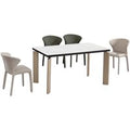 Viola Dining Table With Metal Legs Matt Marble With Upholstered Legs