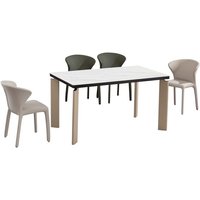 Viola Dining Table With Metal Legs Matt Marble With Upholstered Legs