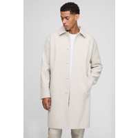 Regular Fit Raglan Single Breasted Melton Car Coat, Cream