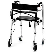Walking aids with rollers and brakes