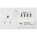 KnightsBridge 13A Switched Socket with Quad USB Charger 5V DC 5.1A