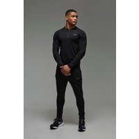Chándal Man Active Pitillo Con Cuello De Caja Y Cremallera 1/4, Negro