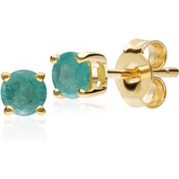 Classic Round Emerald Stud Earrings in 9ct Yellow Gold 3.5mm