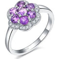 Daisy Trendy Fine 2.0ct 100% Authentic Natural Amethyst 925 Silver Flower Ring