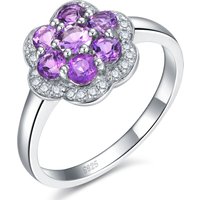 Daisy Trendy Fine 2.0ct 100% Authentic Natural Amethyst 925 Silver Flower Ring