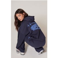 PrettyLittleThing Navy Oversized Puff Print Hoodie