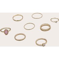 Gold Mixed Textured Ring 8 Pack