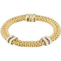 18 Yellow and White Gold Maori Two Row 0.18ct Diamond Bracelet