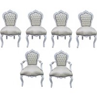 Casa Padrino Barock Esszimmer Set 4 StÃ¼hle + 2 StÃ¼hle mit Armlehnen - MÃ¶bel Antik Stil
