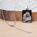 Colgante Rectangular Grabado con Foto o Nombre - 2,6 x 3,6 cm - Personaliza tu Colgante con una Foto - Incluye cadena