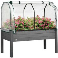 Raised Wooden Garden Bed Planter with PE Cover for Outdoor Vegetables & Flowers | Wowcher
