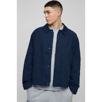 Chaqueta Harrington Man Oversize Recta De Raglán Y Sarga, Azul