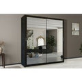 Contemporary MDF Mirrored Sliding Door Wardrobe - Space-Saving Storage, Adjustable Shelves, 2-Door, 5 Sizes, 6 Colours | Wowcher
