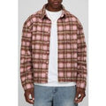 Oversized Boxy Brushed Check Overshirt, Pink