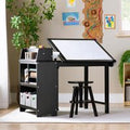 3-in-1 Children's Art Table and Stool Set: Writing, Drawing, Painting, Storage, and Easel with Roll Paper
