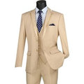 Vinci Men's Wool Feel Slim Fit 3 Piece Suit with Lapel Accent