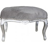 Casa Padrino Barock Sitzhocker Medium Grau / Silber - Antik Stil MÃ¶bel - Hocker