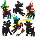 Reindeer Scratch Art Decorations (Pack of 10) Christmas Crafts
