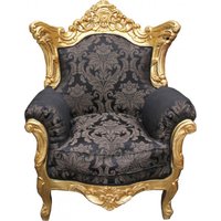 Casa Padrino Barock Sessel Al Capone  Schwarz Muster / Gold - Rokoko Antik Stil MÃ¶bel