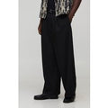 Wide Fit Pleat Front Tailored Smart Trousers, Negro
