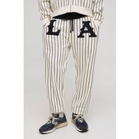Pantalón Deportivo Holgado Con Raya Diplomática Y Apliques De La, Cream