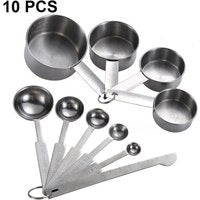 Stainless Steel Measuring Cup And Spoon Set, Luxurious Stackable Measuring Spoons, Household Tools, Kitchen Accessories | quantity: 10PCS