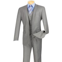 Vinci Men's Executive Style 3 Piece Slim Fit Suit with Flat Front Pants