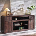 70 Curved TV Stand with Storage and Soundbar for Living Room Entertainment