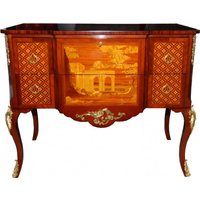 Casa Padrino Barock Luxus Kommode Braun/Gold aus massivem Eichenholz B 108 cm, H 88,5 cm, T 58 cm - Barock MÃ¶bel