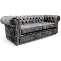 Chesterfield Soft Fabric Sofa Marble Print 3 Seater