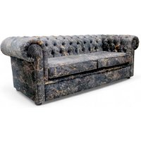 Chesterfield Soft Fabric Sofa Marble Print 3 Seater