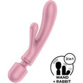 Satisfyer Triple Lover 2-in-1 Rabbit &amp; Wand Vibrator, Pink