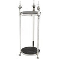 Casa Padrino Luxus Barock Beistelltisch Rund Massiv Antik Silber mit Marmorplatte 71 x 25 cm - Tisch