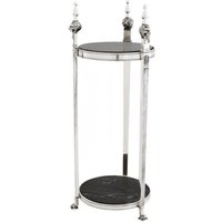 Casa Padrino Luxus Barock Beistelltisch Rund Massiv Antik Silber mit Marmorplatte 71 x 25 cm - Tisch